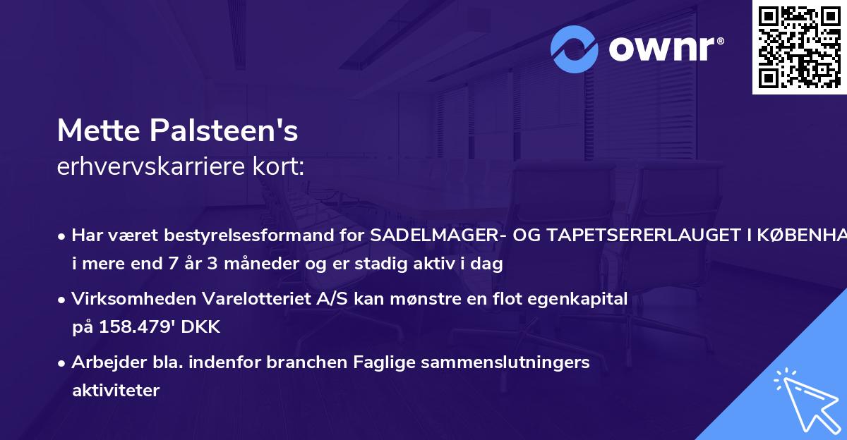 Mette Palsteen's erhvervskarriere kort
