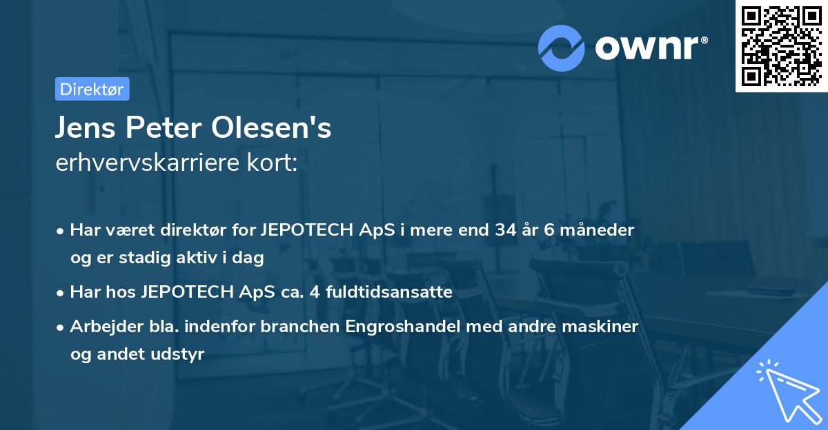 Jens Peter Olesen's erhvervskarriere kort