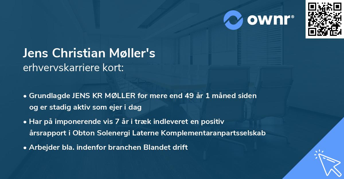 Jens Christian Møller's erhvervskarriere kort