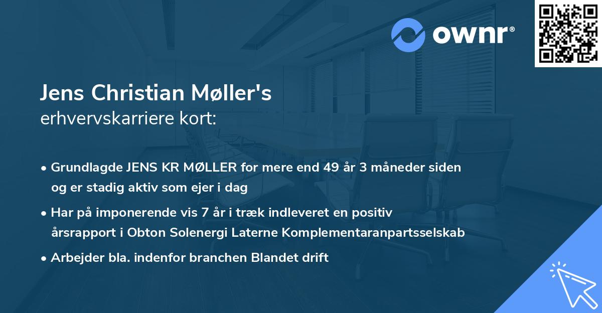 Jens Christian Møller's erhvervskarriere kort