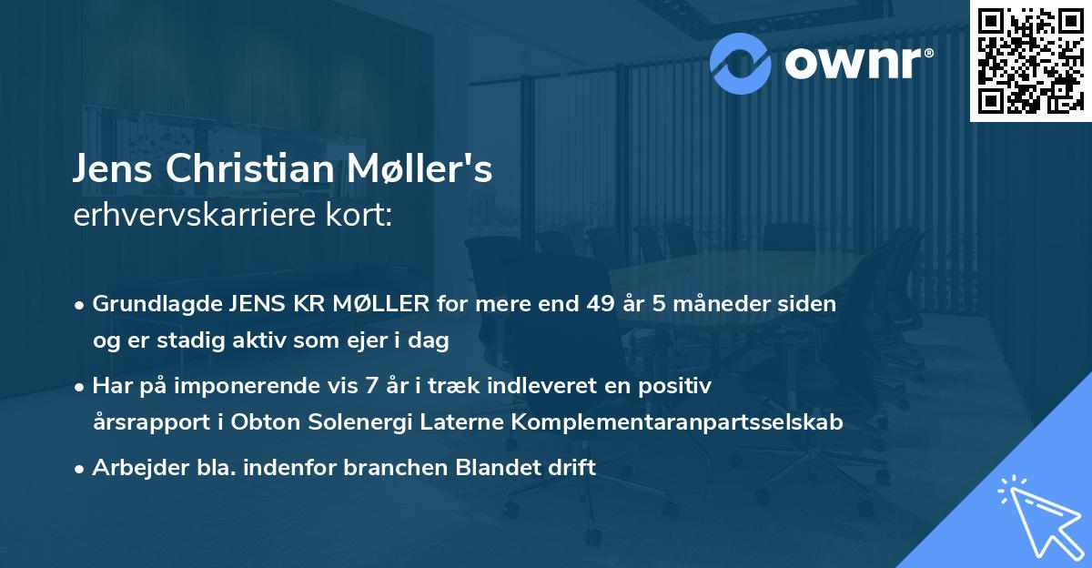 Jens Christian Møller's erhvervskarriere kort