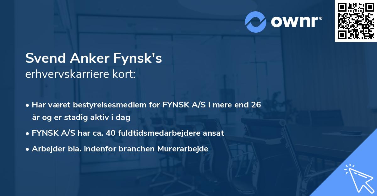 Svend Anker Fynsk's erhvervskarriere kort