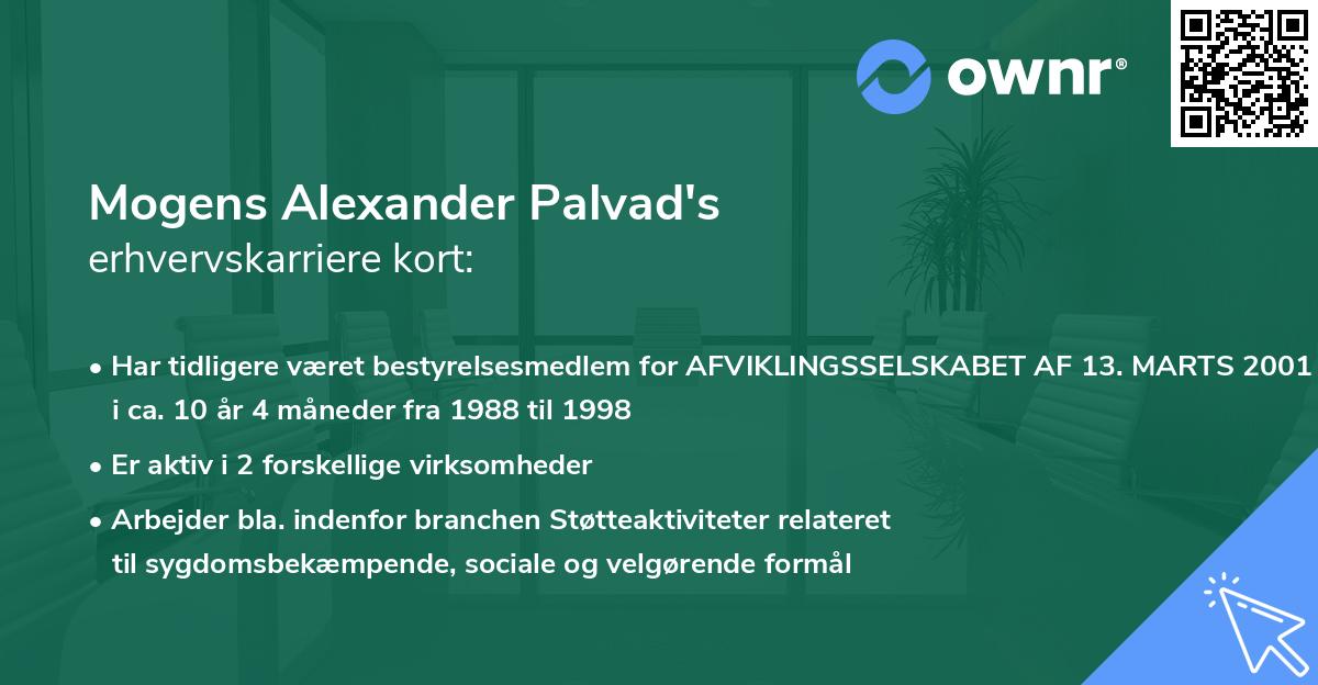 Mogens Alexander Palvad's erhvervskarriere kort