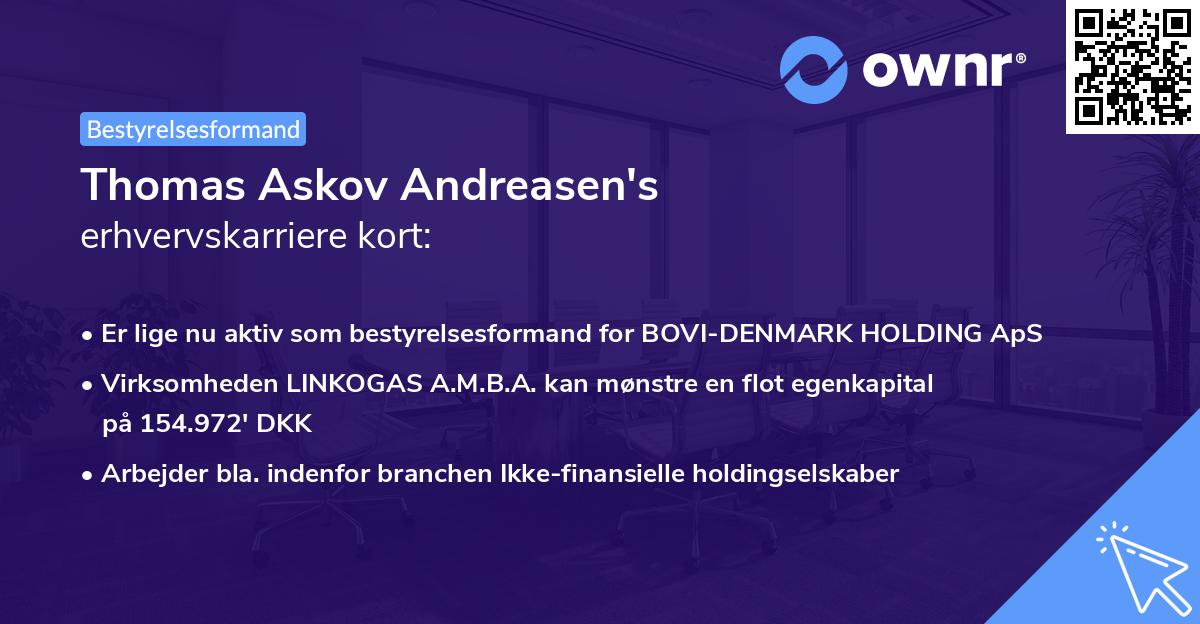 Thomas Askov Andreasen's erhvervskarriere kort