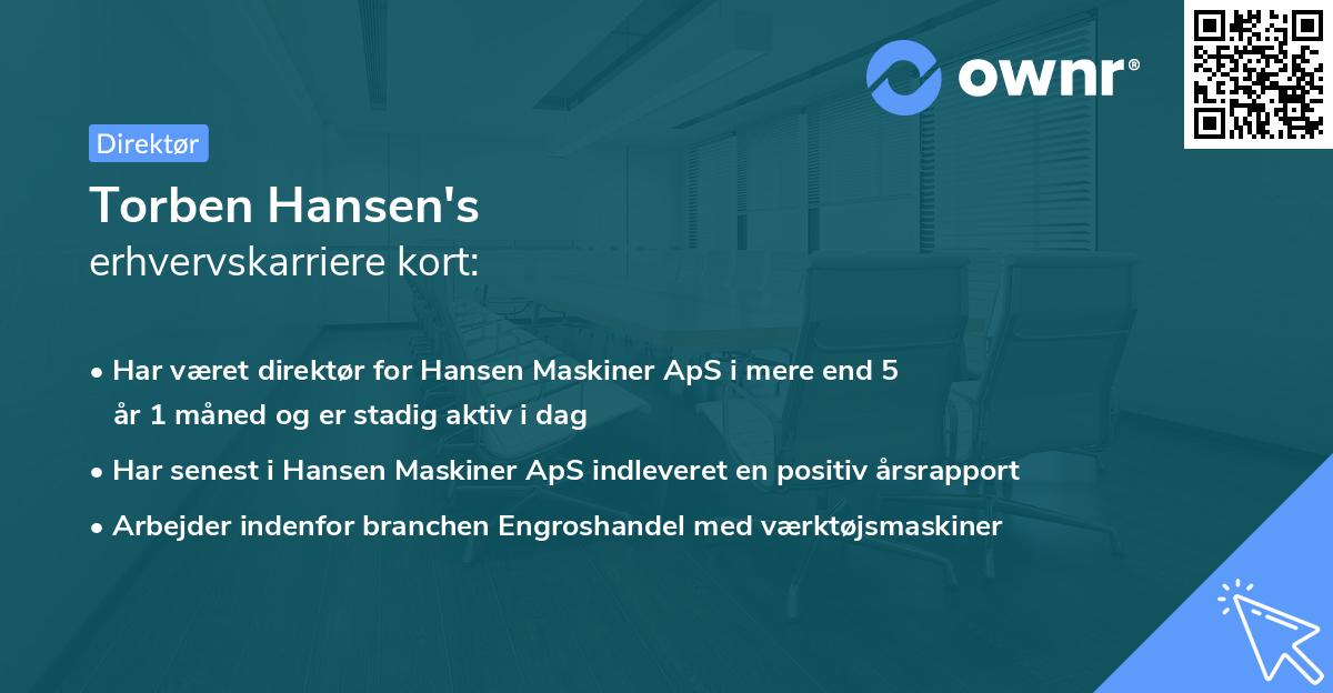 Torben Hansen's erhvervskarriere kort