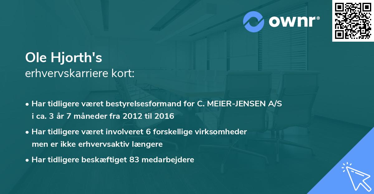 Ole Hjorth's erhvervskarriere kort