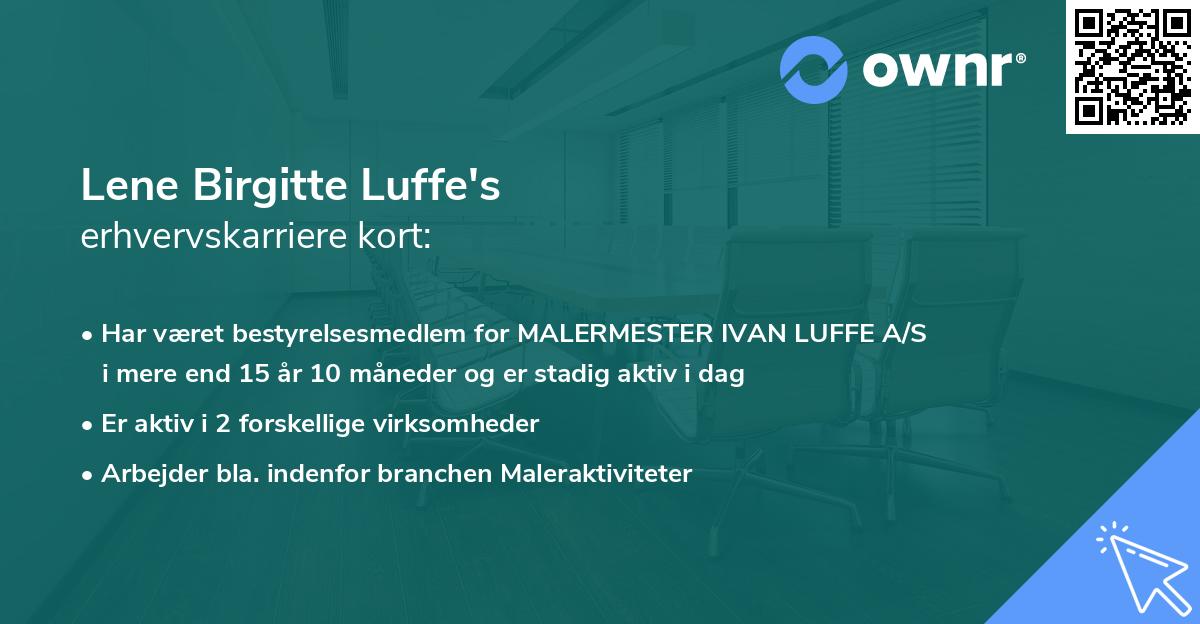 Lene Birgitte Luffe's erhvervskarriere kort