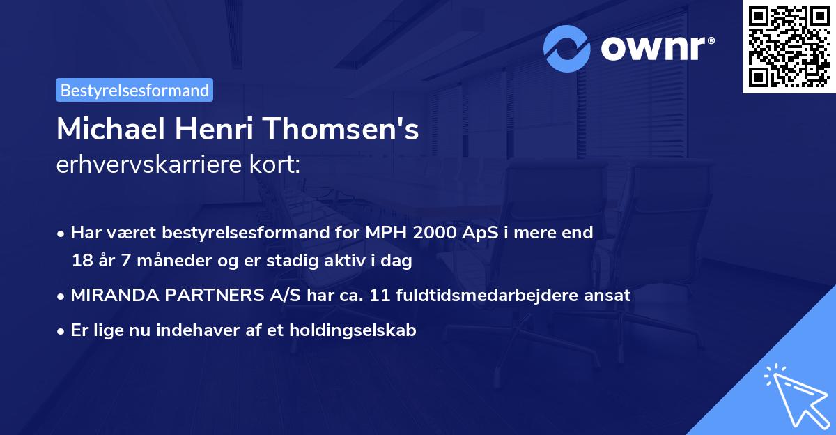 Michael Henri Thomsen's erhvervskarriere kort