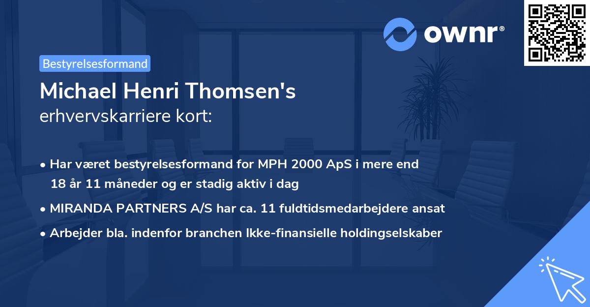 Michael Henri Thomsen's erhvervskarriere kort