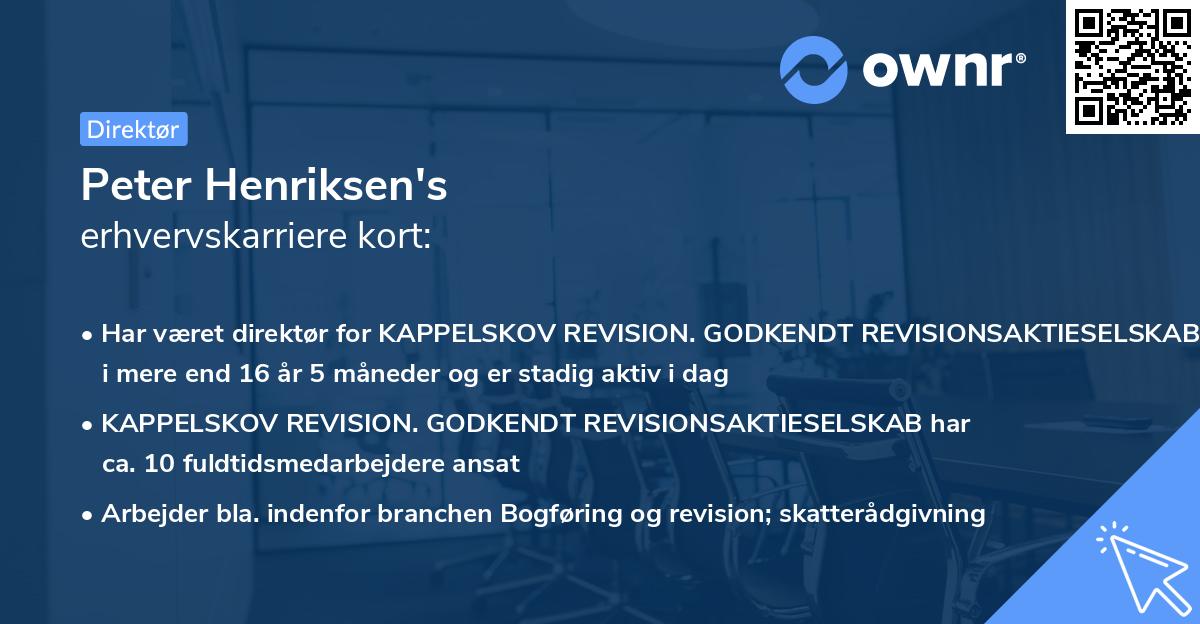 Peter Henriksen's erhvervskarriere kort