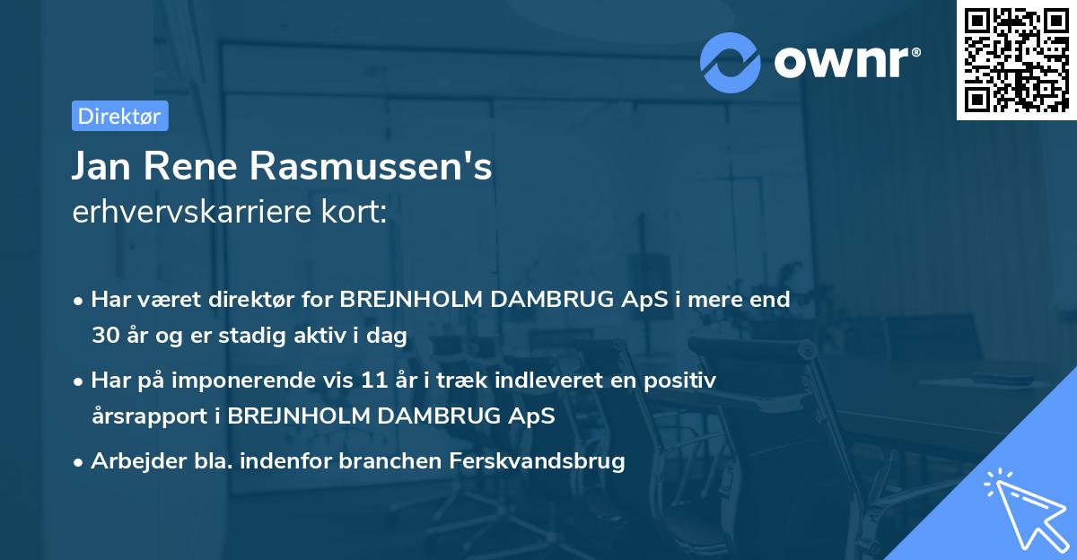 Jan Rene Rasmussen's erhvervskarriere kort