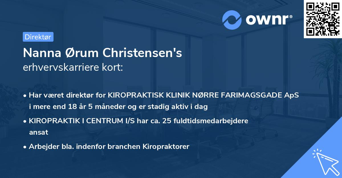 Nanna Ørum Christensen's erhvervskarriere kort