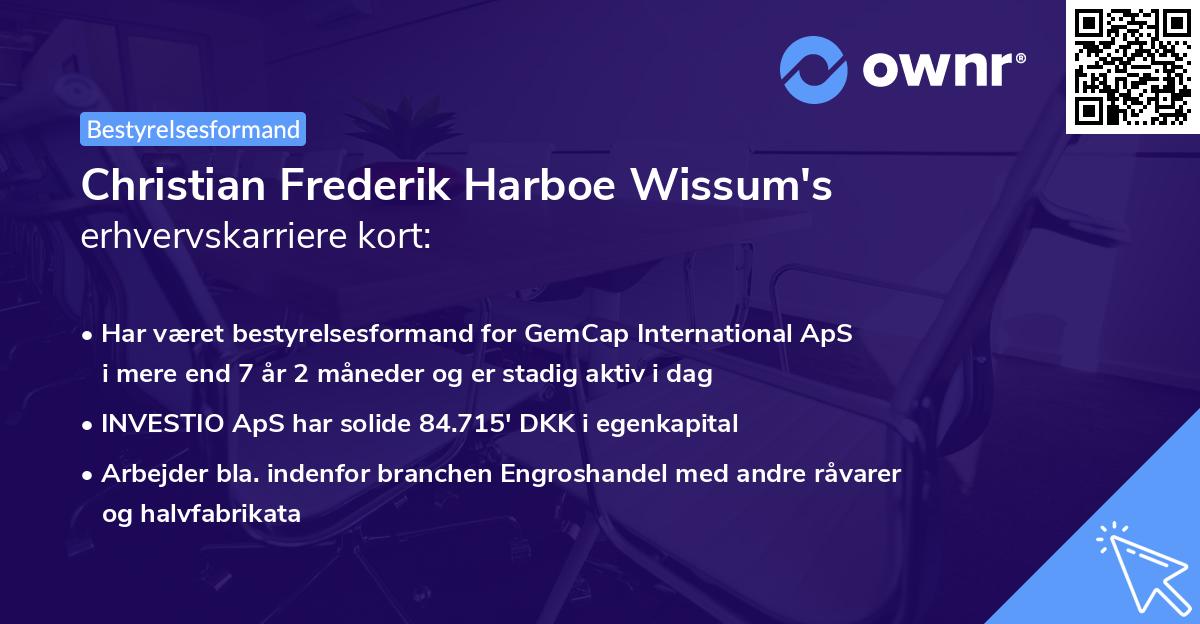 Christian Frederik Harboe Wissum's erhvervskarriere kort