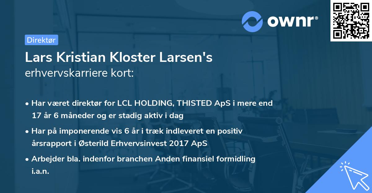 Lars Kristian Kloster Larsen's erhvervskarriere kort