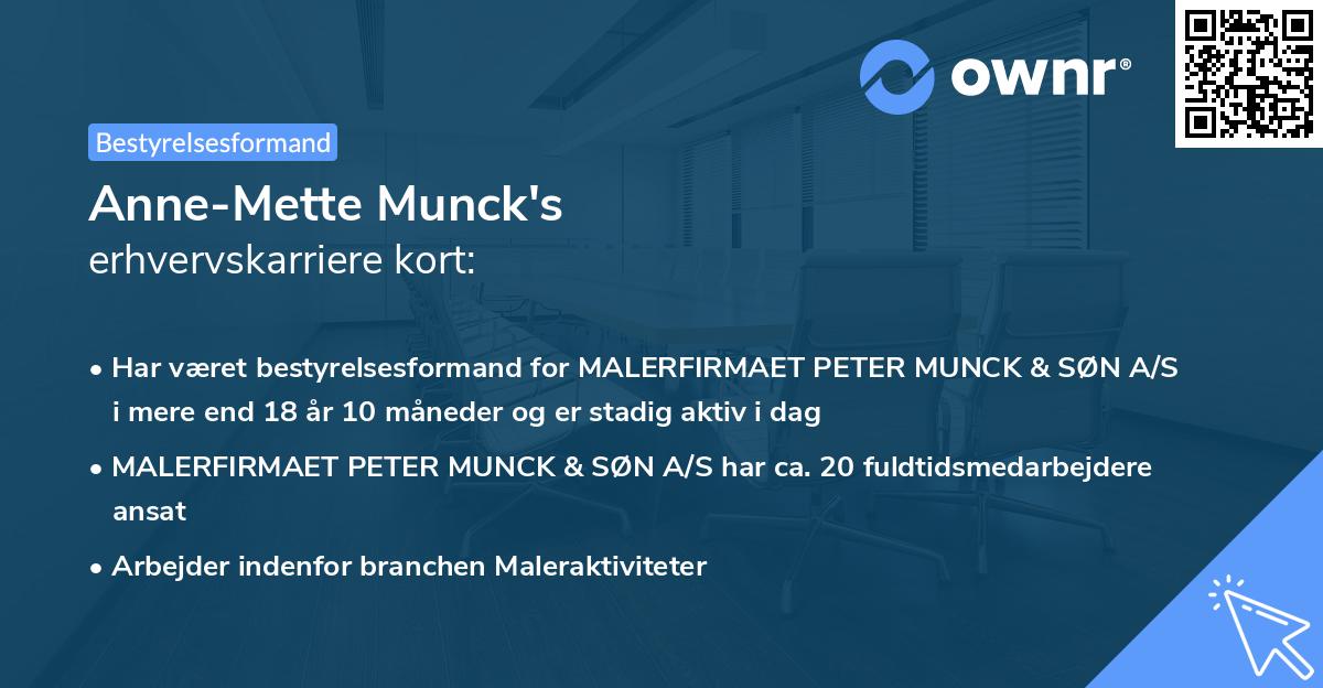 Anne-Mette Munck's erhvervskarriere kort
