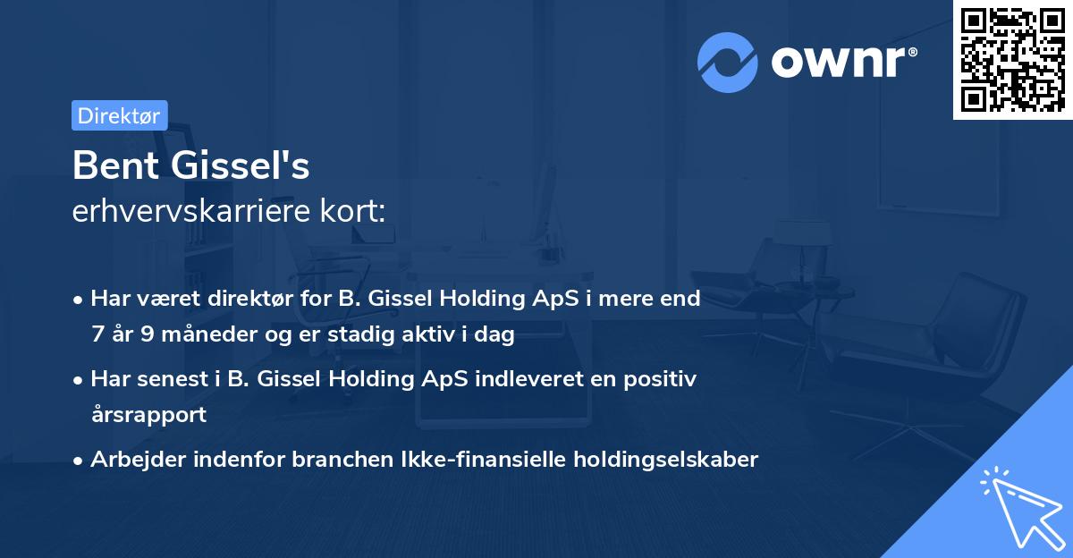 Bent Gissel's erhvervskarriere kort