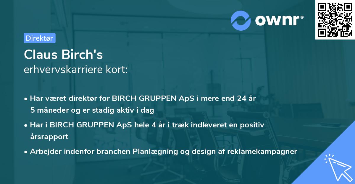 Claus Birch's erhvervskarriere kort