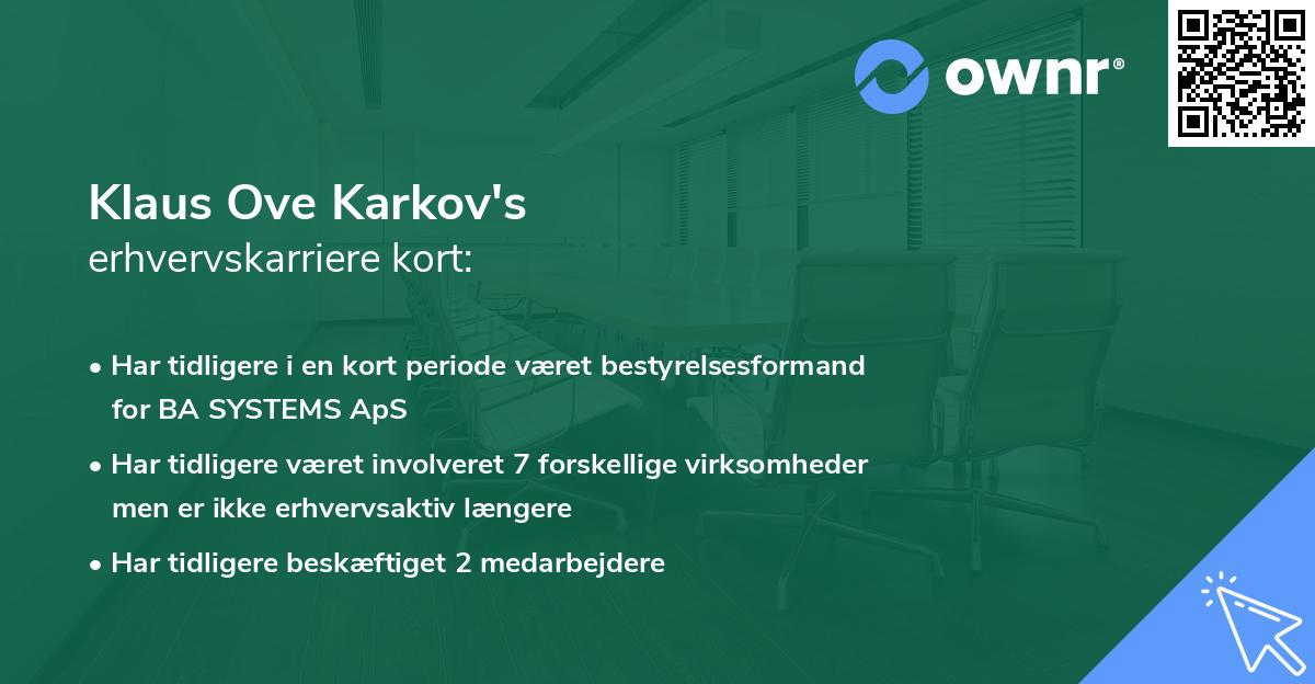 Klaus Ove Karkov's erhvervskarriere kort