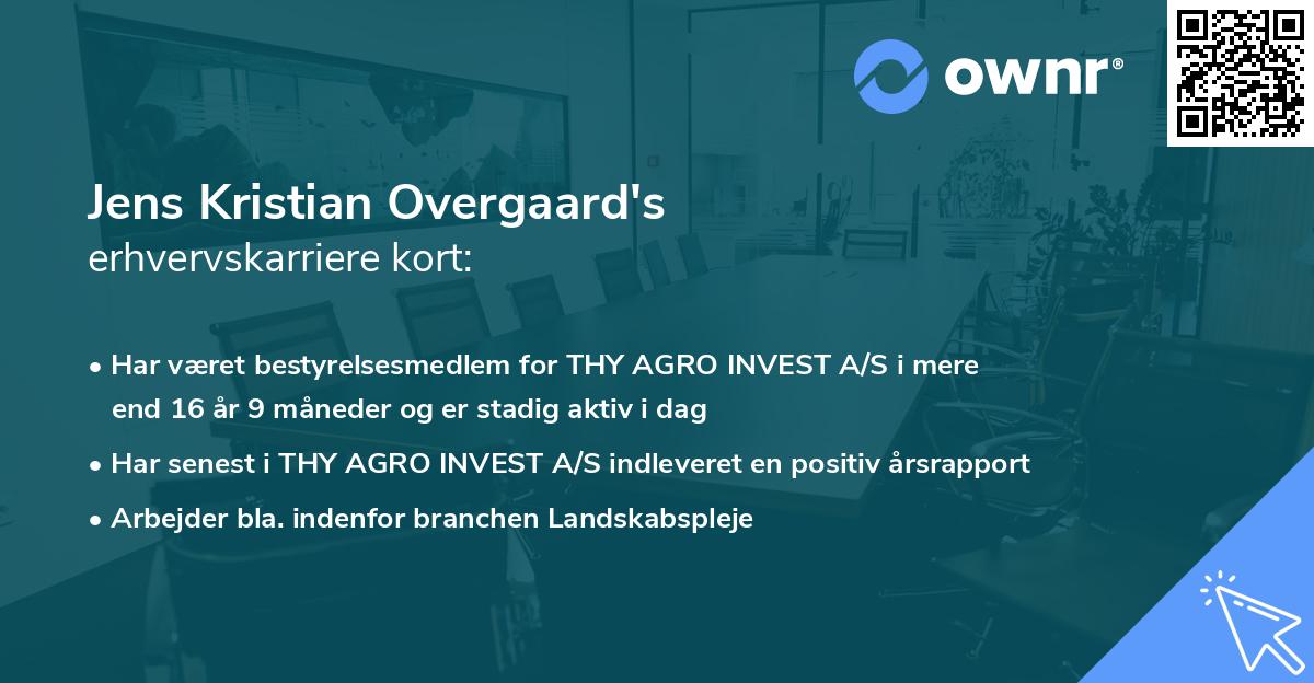 Jens Kristian Overgaard's erhvervskarriere kort