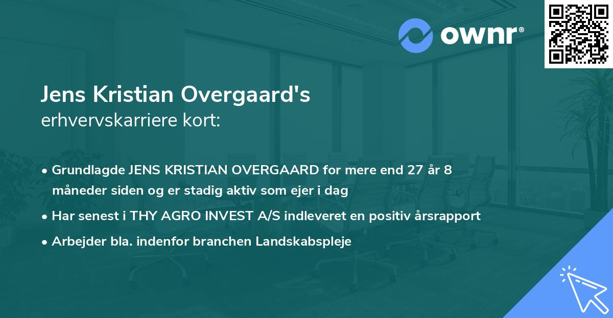 Jens Kristian Overgaard's erhvervskarriere kort