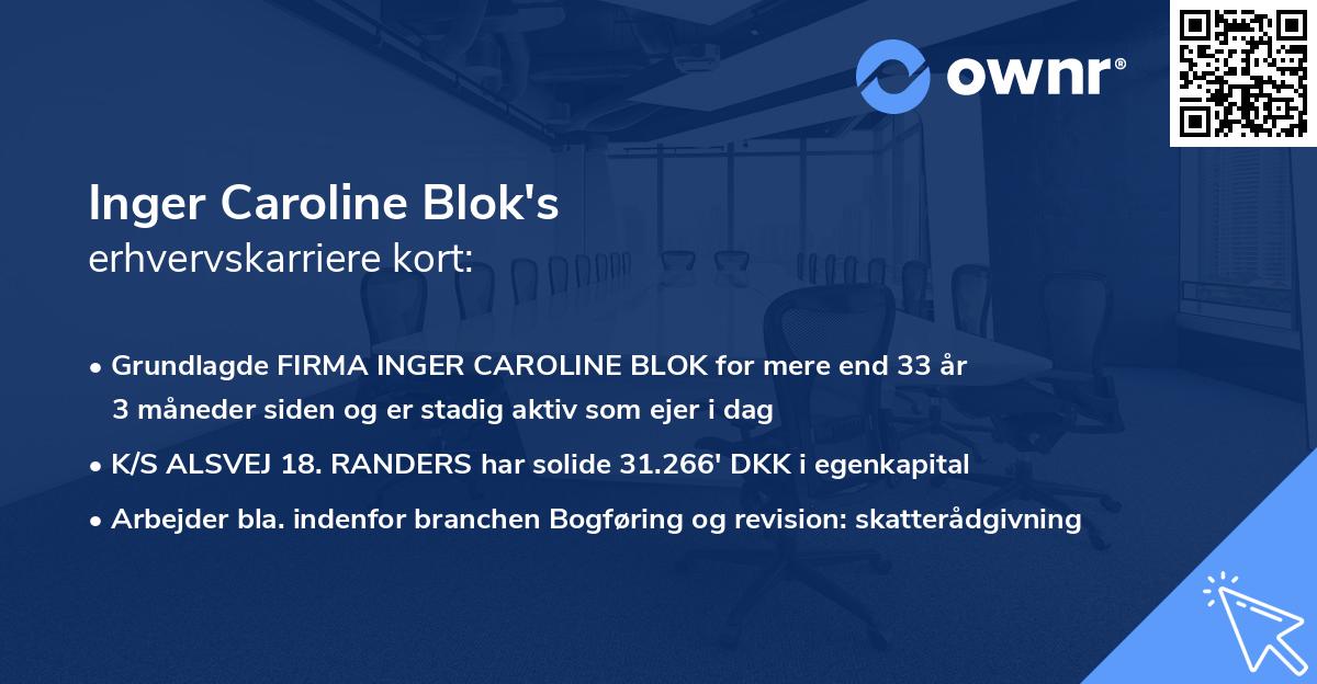 Inger Caroline Blok's erhvervskarriere kort