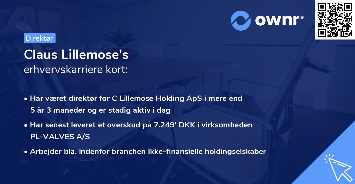 Claus Lillemose's erhvervskarriere kort