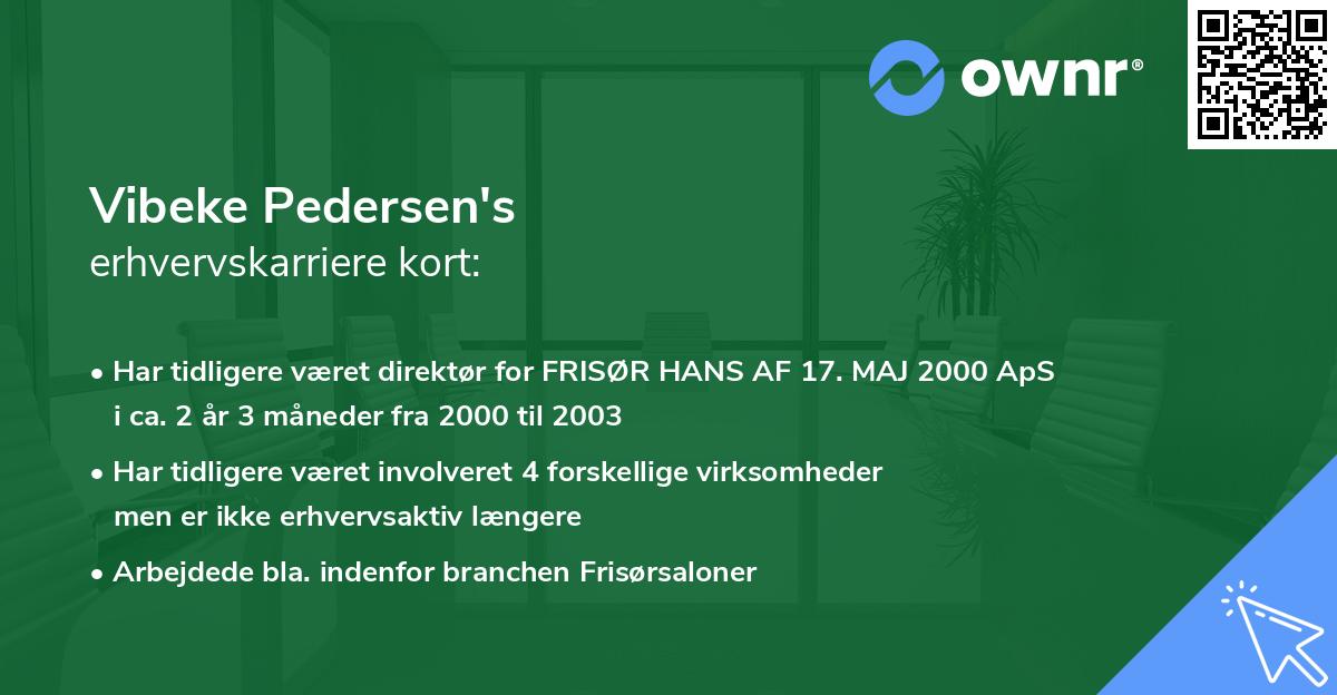 Vibeke Pedersen's erhvervskarriere kort