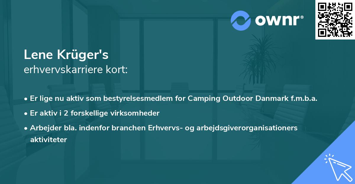 Lene Krüger's erhvervskarriere kort
