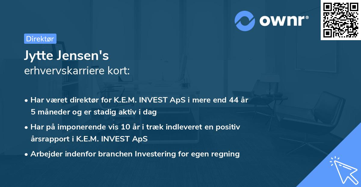 Jytte Jensen's erhvervskarriere kort