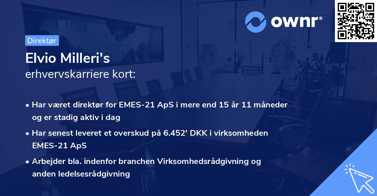 Elvio Milleri's erhvervskarriere kort