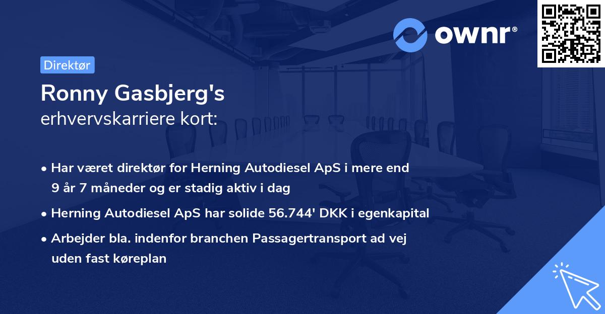 Ronny Gasbjerg's erhvervskarriere kort
