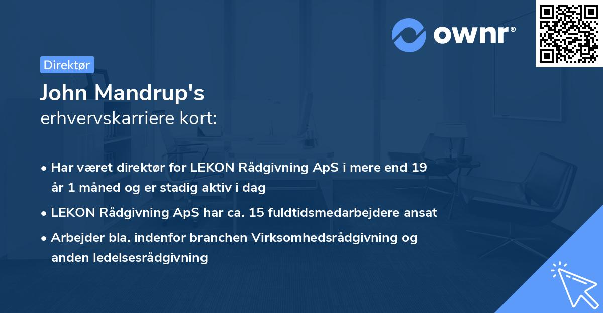 John Mandrup's erhvervskarriere kort