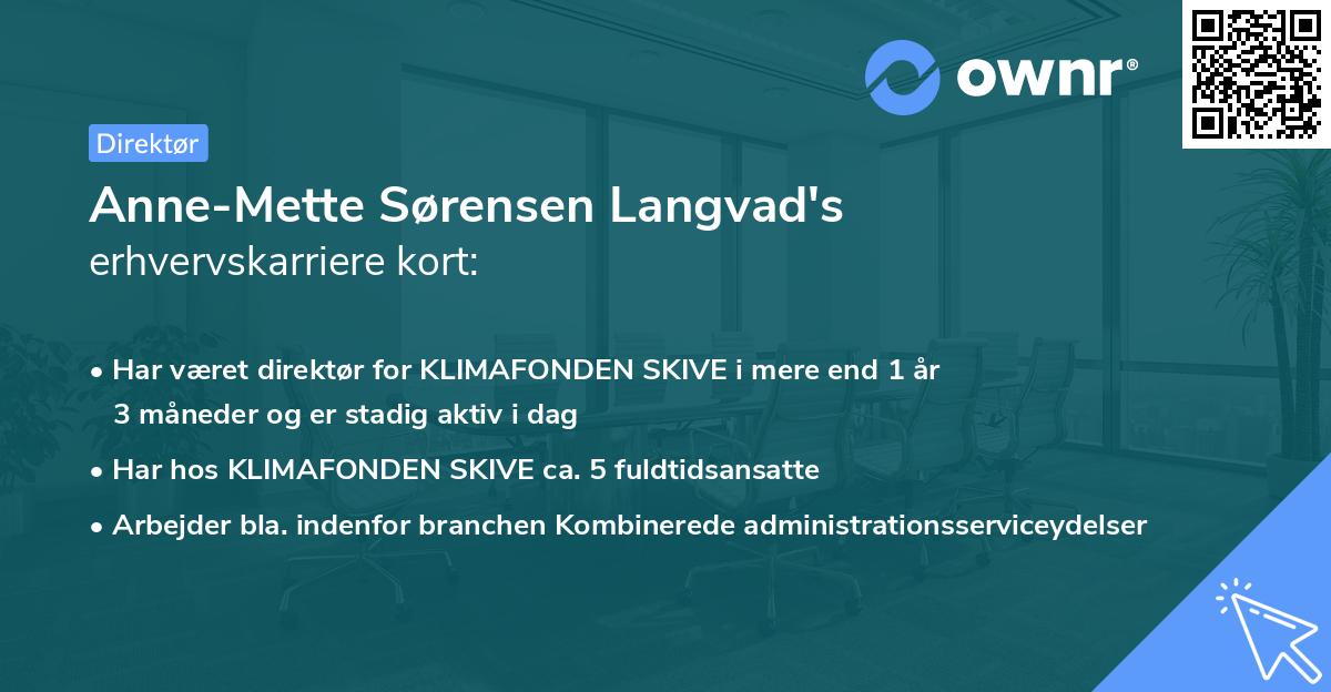 Anne-Mette Sørensen Langvad's erhvervskarriere kort