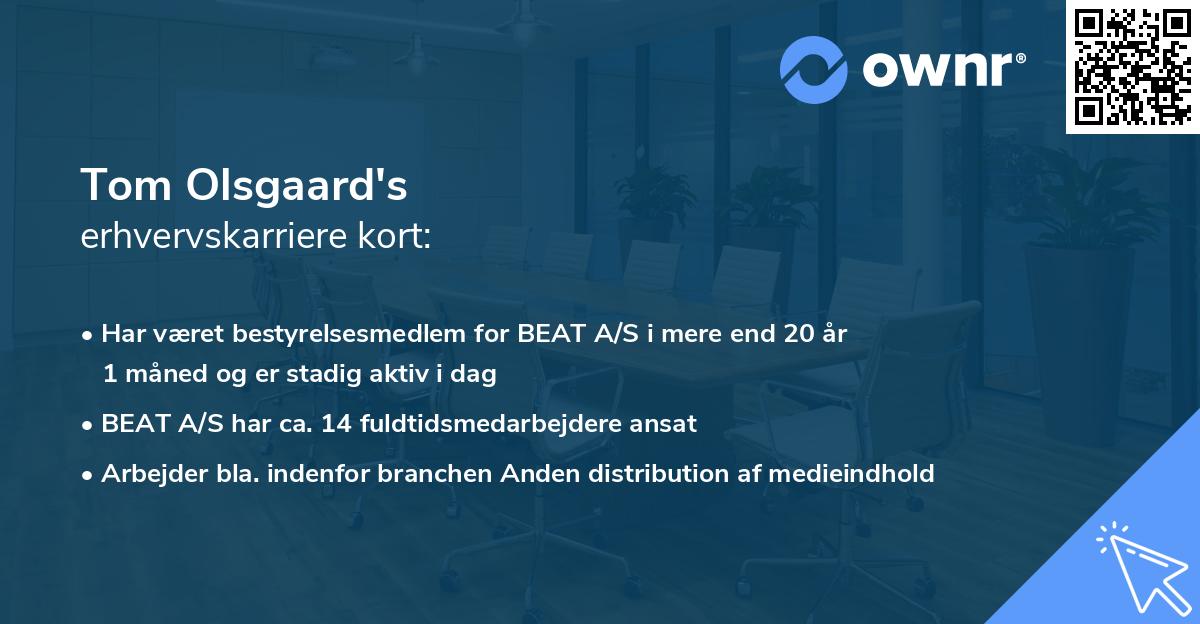Tom Olsgaard's erhvervskarriere kort