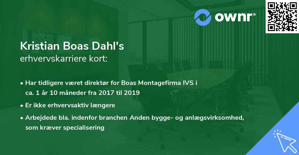 Kristian Boas Dahl's erhvervskarriere kort
