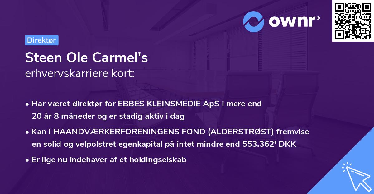 Steen Ole Carmel's erhvervskarriere kort