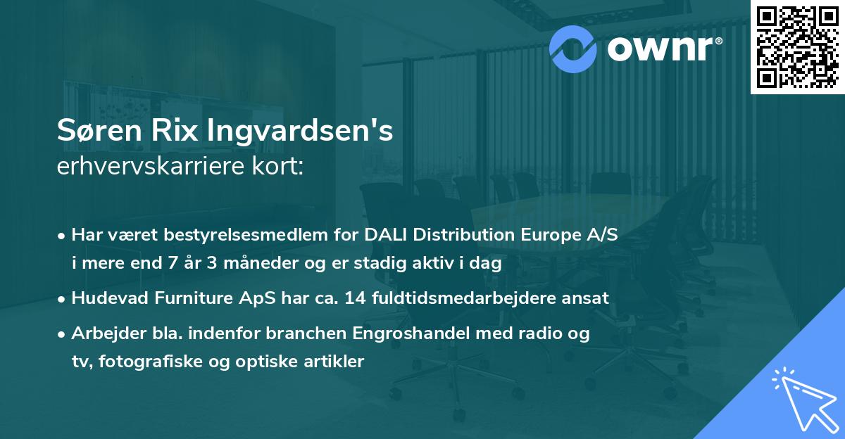 Søren Rix Ingvardsen's erhvervskarriere kort