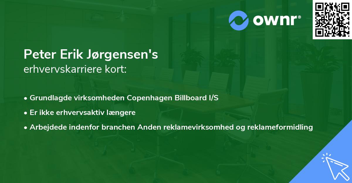 Peter Erik Jørgensen's erhvervskarriere kort