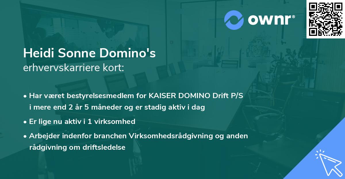 Heidi Sonne Domino's erhvervskarriere kort