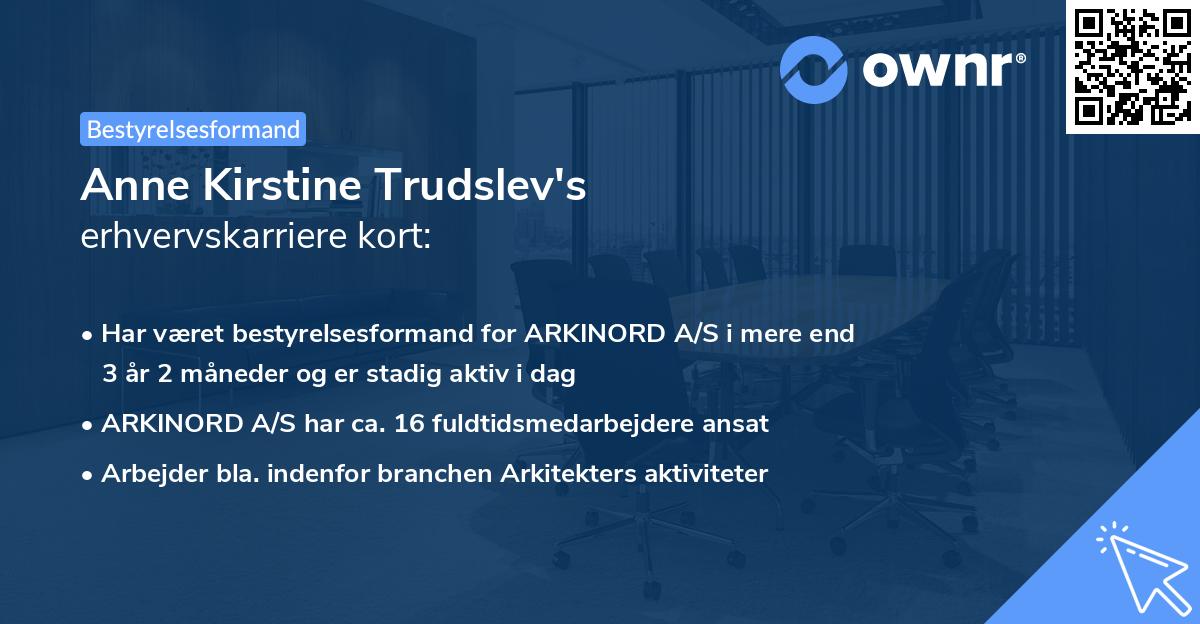 Anne Kirstine Trudslev's erhvervskarriere kort