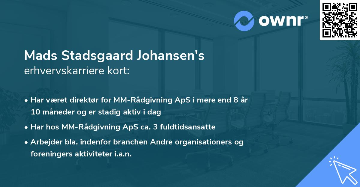 Mads Stadsgaard Johansen's erhvervskarriere kort