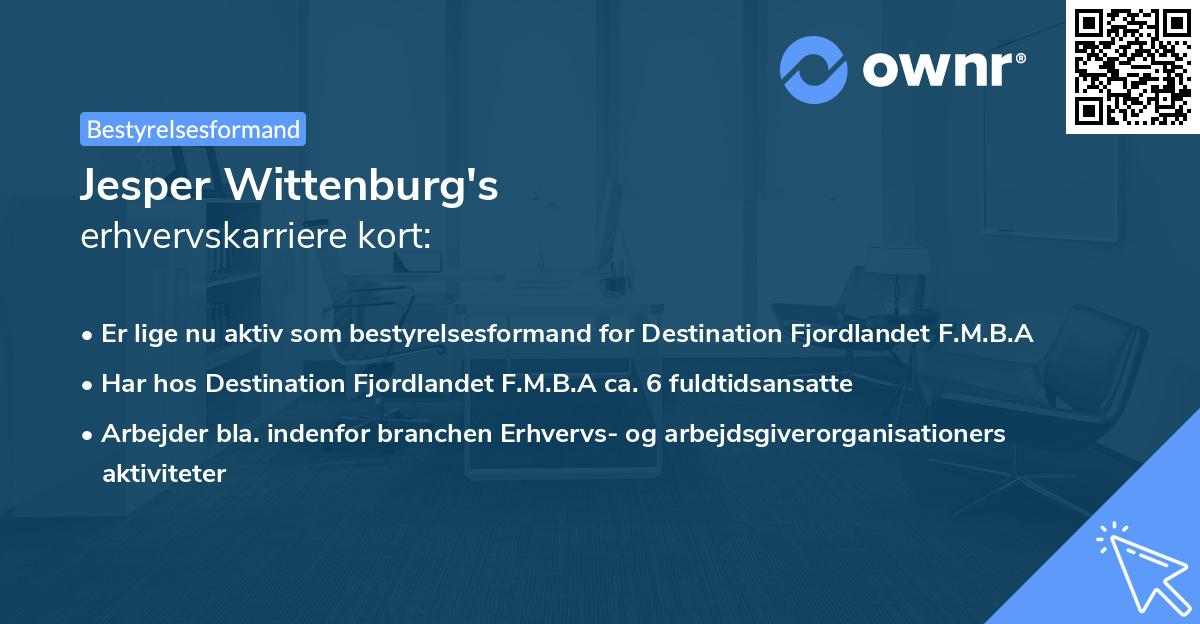Jesper Wittenburg's erhvervskarriere kort