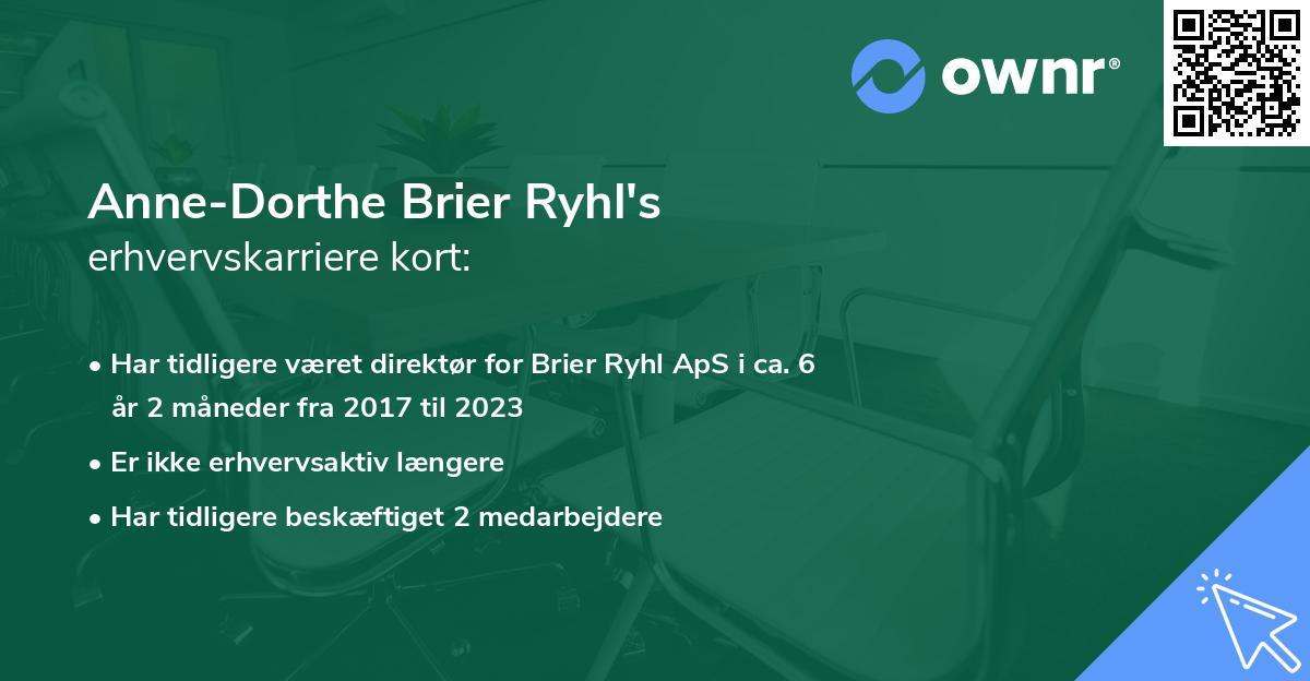 Anne-Dorthe Brier Ryhl's erhvervskarriere kort