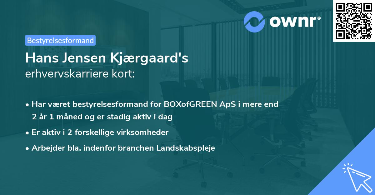 Hans Jensen Kjærgaard's erhvervskarriere kort