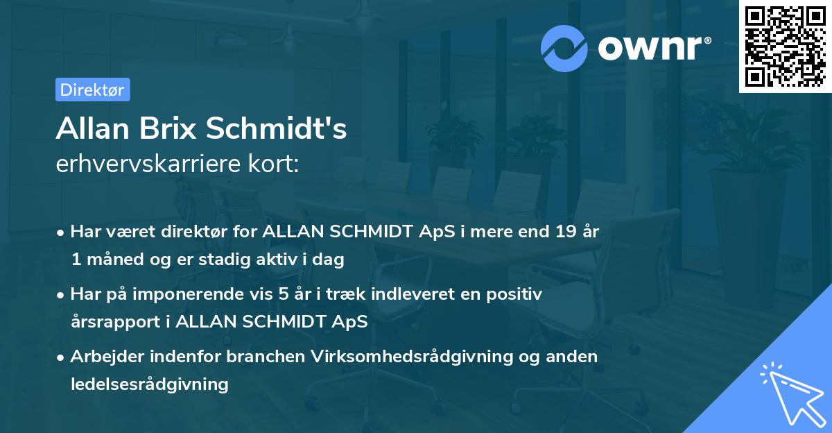 Allan Brix Schmidt's erhvervskarriere kort
