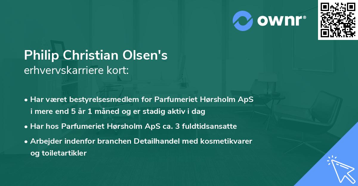 Philip Christian Olsen's erhvervskarriere kort