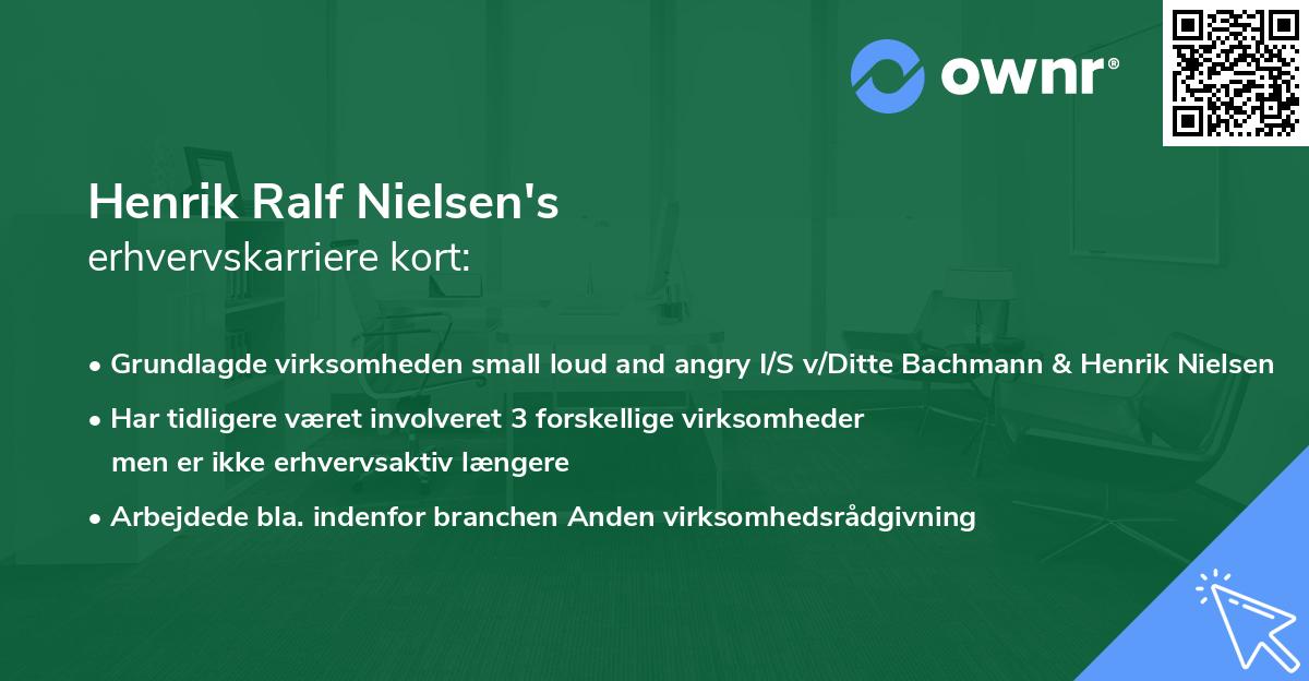 Henrik Ralf Nielsen's erhvervskarriere kort