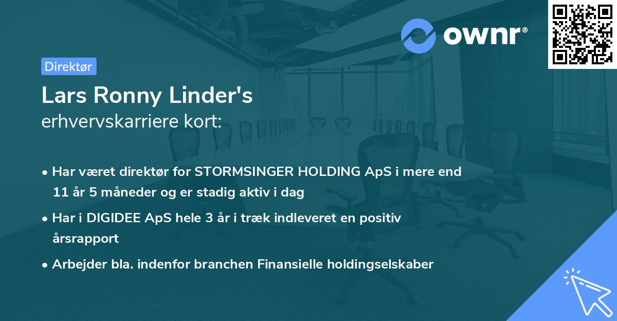 Lars Ronny Linder's erhvervskarriere kort