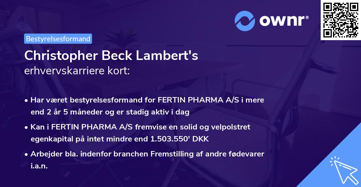 Christopher Beck Lambert's erhvervskarriere kort