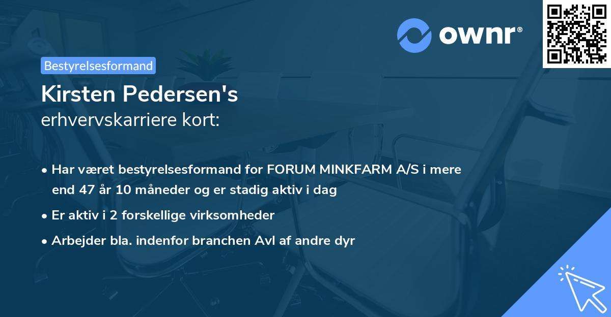 Kirsten Pedersen's erhvervskarriere kort